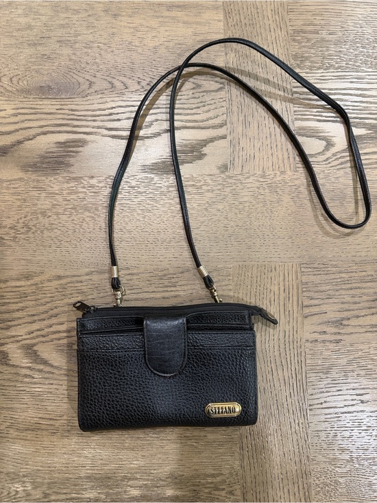 Stefano Handbags - Vintage 80’s 90’s Stefano Black Pebbled Leather Crossbody Purse Removable Strap